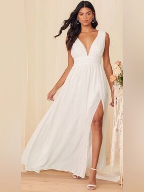 Heavenly Hues White Maxi Dress Elegant White V-Neck Maxi Dress